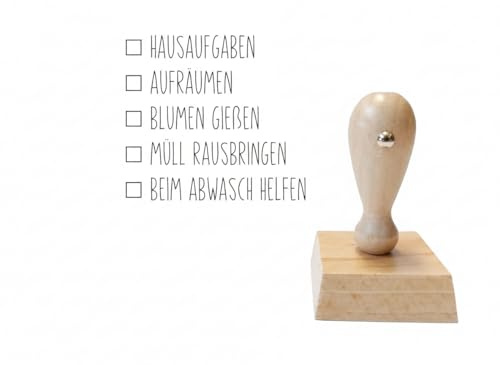 Stempel Checkliste zum Abhaken | Bürostempel Aufgabenliste | Kreis Viereck Haken | Kinderstempel To Do 5 Zeilen | Stempelgröße 45x45
