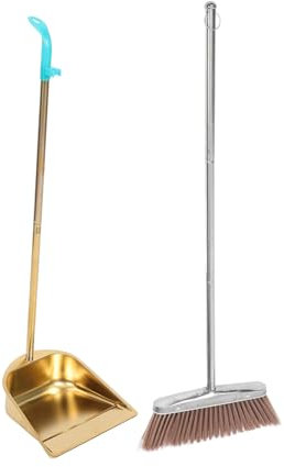 MAGICLULU Set Paletta in Acciaio Inossidabile Dorato 1 Set Scopa E Paletta Combinazione Scopa E Paletta per Impieghi Gravosi