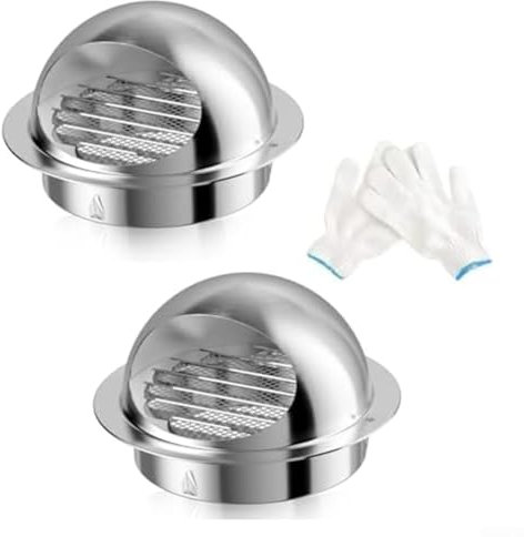 FUBESK Round Bull Nose External Vent Stainless Steel Air Vent Covers For Walls Outside Metal Air Vent With Insect Screen Gloves For A Tumble Dryer Cooker Hood(100mm-2pcs)