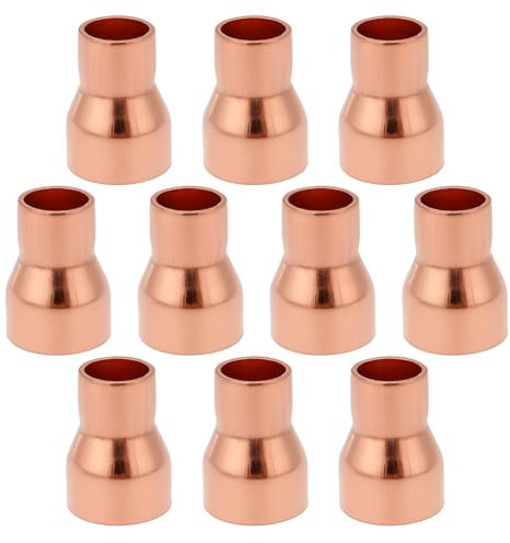 Create idea 10 Stück Kupfer-Reduzierstück Lötverbindung 15 Mm auf 10 Mm für Sanitär-Reduzierstück Gerader Anschluss Druckverschraubung Rohrverbinder Adapter
