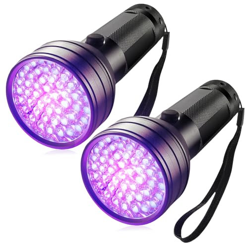 2 Stück UV Schwarzlicht Taschenlampe mit 51 LEDs, 395nm Haustiere Urin-Detektor, UV LED schwarzlichtlampe, Ultraviolettes Licht Scorpion Light für Hunde und Katzen Geldscheinprüfe(Keine Batterie)