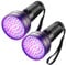 2 Stück UV Schwarzlicht Taschenlampe mit 51 LEDs, 395nm Haustiere Urin-Detektor, UV LED schwarzlichtlampe, Ultraviolettes Licht Scorpion Light für Hunde und Katzen Geldscheinprüfe(Keine Batterie)