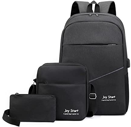 Funien 3 pièces Sac à Dos Ensemble Femmes Hommes Sac à Dos pour Ordinateur Portable Sac à bandoulière Petite Poche pour Voyage école Affaires Travail collège Convient jusqu'à 15.6 Pouces