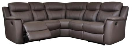 Vente-unique - Ecksofa Relax Leder Eva – Braun