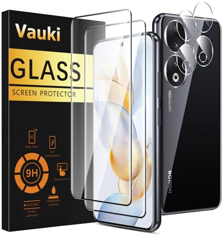 Vauki Vetro Temperato per Honor 90 5G Pellicola Protettiva con Protezione Fotocamera [2+2 Pezzi] Durezza 9H Anti-Graffio Anti-impronte Ultra Trasparente Senza Bolle Vetrino Schermo