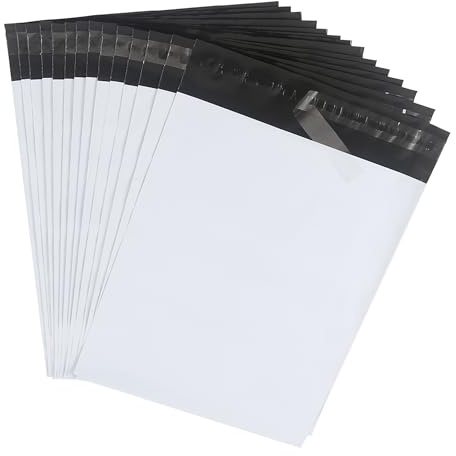 HVDHYY Versandtaschen 30cmX40cm Folienversandtaschen Packung mit 30 Versandtüten für Vinted Wasserdicht Blickdicht Selbstklebend Versandbeutel für Kleidung Warensendung Reißfest Weiß
