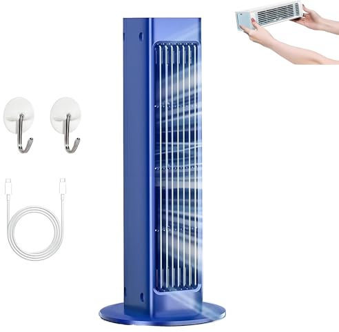 Breezamax, Nouveaux climatiseurs Portables améliorés 2026, compacts et compacts, Silencieux et économes en énergie, avec télécommande et câble de Chargement USB(Blue,B)