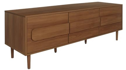 Mobile TV vintage effetto legno 3 ante 150cm, Juliana, Noce, 150x45x52 cm