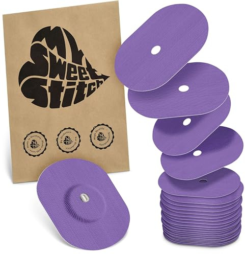 MySweetStitch 25 Fixierpflaster für FreeStyle Libre 3/3 Plus oval Purple | Hilft gegen vorzeitiges Ablösen, wasserfest und schnell trocknend, hautfreundlich, bis zu 15 Tage Halt