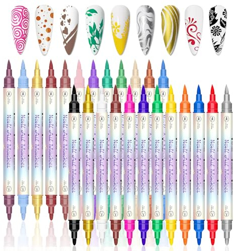 24 Farben Nagellack Stift Set, 3D Nagelkunststift Diy Linie nagelstifte für nägel Graffiti, Art Nail art Marker, Nageldesign für DIY Nagelkunst, Schnelltrocknungsformel