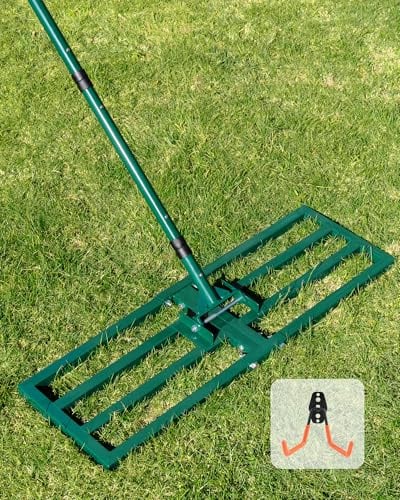 Rastrello Livellatore per Prato 76x25cm: JanTeelGO Rastrello Erba Sintetica con Gancio a Parete - Rastrello Livellatore per Terra Professionale per Giardino,Campo da Golf,Fattorie