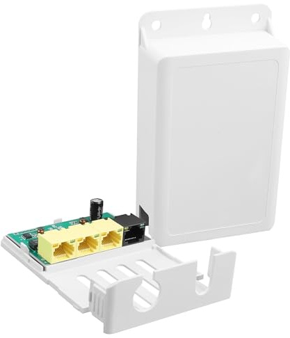 TIENFOKOTA Extension Gigabit PoE extérieure, répéteur POE étanche 1 en 3, 802.3af/at, Extension jusqu'à 250 m (820 ft) (1 à 3)