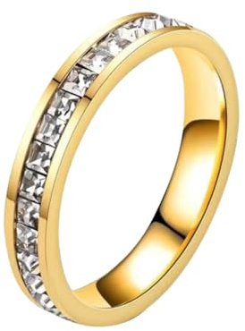 Damen-Ring, hochwertig, leicht, nicht verblassend, Rotgold, einzelner, quadratischer Damenschmuck, cooler Guy-Ring, A, Metall, Kein Edelstein