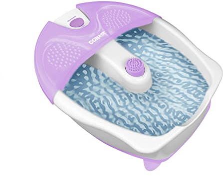 Conair Soothing Pedicure Foot Spa Bath with Soothing Vibration Massage, Deep Basin Relaxing Foot Massager with Jets, Pink/White