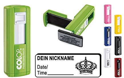 Geocachingstempel Pocketstempel « KRONE » Abdruckgröße ca. 37 x 14 mm - mit persönlichem Cachernamen/Nicknamen Geocaching Stempel König