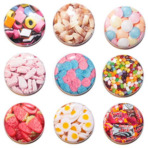 9 Mini Retro Sweet Fridge Magnets (25mm) - Made in UK - by Button Zombie