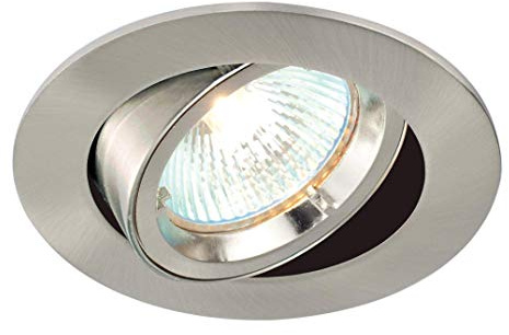 Saxby Cast 50W Modern Decorative Tilt Satin Nickel Halogen GU10 Dimmable Adjustable Recessed Downlight