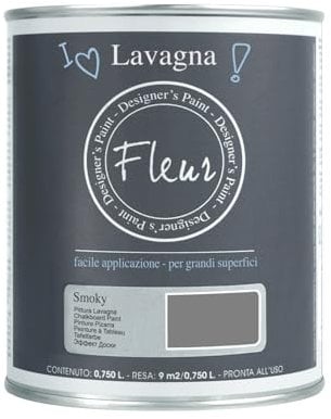 FLEUR DESIGNER'S PAINT | Pittura Effetto Lavagna, 0,750 litri, F75 Smoky, Base Acqua, Trasforma Qualsiasi Superficie in una Lavagna su cui Scrivere con il Gesso.