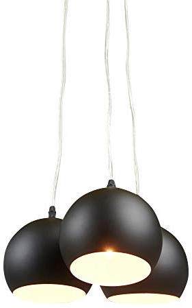 anTes interieur Hängeleuchte Balls schwarz matt mit 3 x LED-Leuchtmittel (Mehrflammig Pendelleuchte Hängelampe Deckenlampe Pendellampe Deckenleuchte)