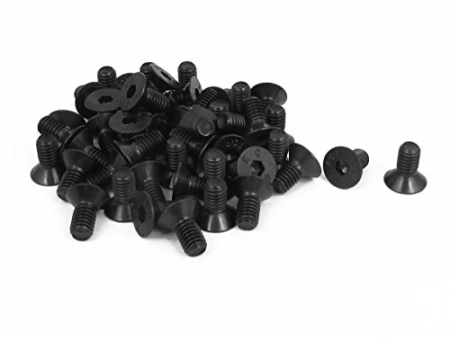 sourcing map 50 Stück M6 x 12mm Senkkopfschrauben Metrische Flachkopfschrauben Senkkopfschrauben mit Innensechskant Schwarz