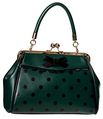 Banned Crazy Little Thing Vintage Bag 50er Jahre Rockabilly Polka Top Henkel Handtasche - Grün