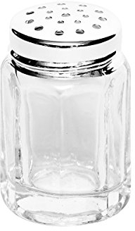 Brillibrum Mini spargisale in vetro argento fine mini spargitore universale per spezie (8 angoli, 1 spargitore senza vassoio)