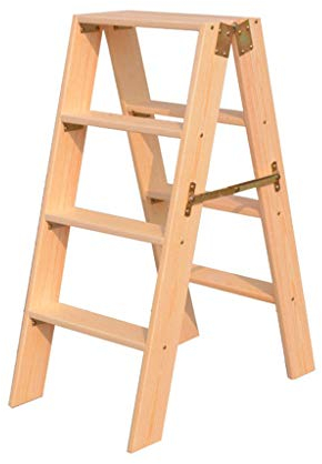 Klappstufen Klapptritt Klappleiter Regal Holz Trittleiter 4 Schritt leicht faltbar Tritthocker Trittstufe Hocker für Loft Bibliothek Küche Büro Max. 150 kg