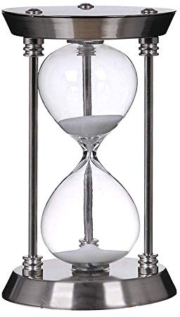 Bellaware 60 Minute Metal Hourglass Sand Timer, Decorative Large Size Sand Clock (Silver)