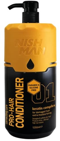 NISHMAN Pro-Hair Conditioner - Keratin Complex 1250ml - Salzfrei - Parabenfrei - Fördert die Kopfhautgesundheit, Verleiht Glanz & Geschmeidigkeit, Reparatur von Trockenem oder Beschädigtem Haar