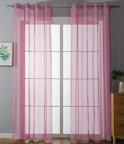 2er Set Ösenvorhänge Transparent »Uni« Gardine HxB 225x140 cm Rosa Stores Vorhang Ösen Bleibandabschluß Wohnzimmer, 20332-cn2