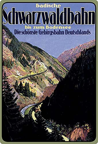 Blechschild 20x30cm gewölbt Urlaub Schwarzwald Bahn Deko Geschenk Schild