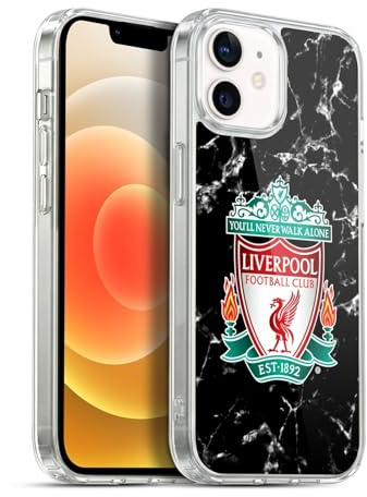 Head Case Designs Officially Licensed Liverpool Football Club Black Crest Marble Gel Case [Military Grade Protection] Compatible with Apple iPhone 12 / iPhone 12 Pro and Compatible with MagSafe