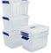 Xyskin 6 Packs 12 L Plastic Storage Box, Latch Lidded Box with Handles, Clear, f