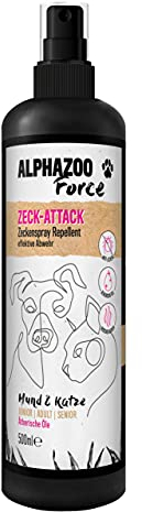alphazoo Zeck-Attack Anti Zecken Spray 500 ml – Natürliches Mittel gegen Zecken, Flöhe & Insekten für Hunde, Katzen & Pferde – Mit Sofortwirkung & Langzeitschutz