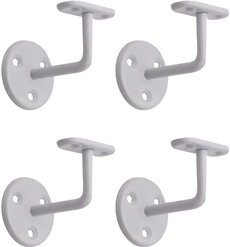White Handrail Brackets for Stair Bannister Handrail Wood and Steel Handrail - Pack of 4