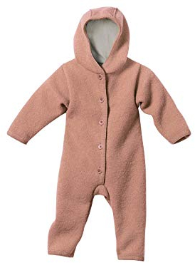 Disana WALK-OVERALL, 100% Bio-Merinowolle GOTS, IVN Best | mit Umklappbündchen | Newborn Baby Kleinkind Kind Unisex | Made in Germany | Rosé Gr. 98-104