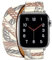 Aergood Cuir Bande,Compatible avec Apple Watch Bracelets 38/40/41mm 42/44/45mm, Double Tour Bracelet de pour iwatch Series 7 6 5 4 3 2 1 SE(38/40/41mm,Blanc/Motif)