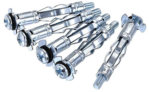 sourcing map M4x38mm Hollow Drive Wall Bolt Screws Zinc Plated Steel for Drywall, Plaster and Tile 10pcs