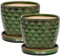 KOTARBAU® 2 x Macetas de cerámica esmaltada, Ø 15cm, Tiesto Decorativo para Plantas, Macetero con Plato Redondo para Interiores, Minimalista, Verde, Vintage, Macetas Elegantes, clásicas, Maceteros, 2