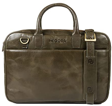 Negotia Delta - Leder Laptop Tasche Männer und Frauen 15.6 Zoll - Aktentasche - Arbeitstasche - Messenger Tasche - Büffelleder - Grün