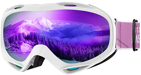 OutdoorMaster Unisex Skibrille OTG für Damen und Herren, Snowboard Brille Schneebrille 100% UV-Schutz skibrille für brillenträger, Anti-Nebel Snowboard Brille Ski Goggles für Jungen (VLT17%)