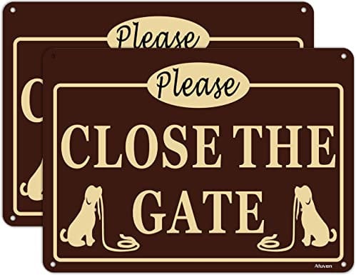 2 Pack Please Close The Gate Signs Dog Loose Sign Metal Reflective 25x18cm Keep Gate Closed Sign Dog In Yard Sign Outdoor Rust Free Aluminum UV Printed Easy Mounting Use Waterproof Durable