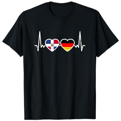 Dom Rep Deutschland Vintage Herzschlag Flagge T-Shirt