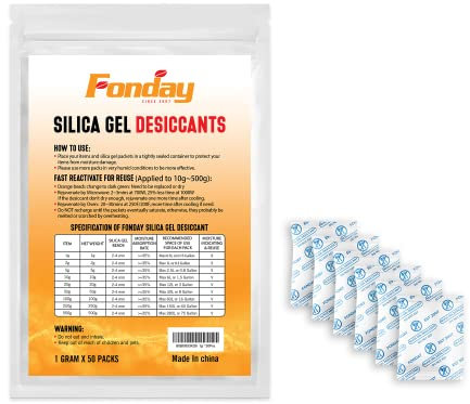 1 Gram 50 Packets Fonday Food Grade Silica Gel Desiccants Packs Moisture Absorbers Dehumidifier