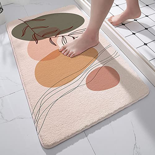 Badezimmerteppich Olivgrün Beige Badematte Flauschig Mikrofaser Badvorleger rutschfest Duschvorleger Schnelltrocknend Badteppich Waschbar Duschvorleger Badematten Badmatte 40x60cm