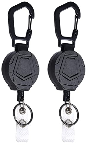 Pikioraz Schwerlastbereich Einziehbarer Schlüsselanhänger, Strapazierfähiger Karabiner-Ausweishalter, Schlüsselrolle für Hose Gürtel Rucksack (2 Stück)