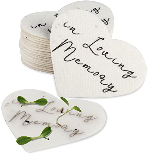 Plantable Wildflower Seeds Paper Heart Shaped with in Loving Memory- 50 Recycled Sympathy Gifts for Loss of Father Mother Loved One- Funeral Memorial Seed Paper Packets for Guest(NO Cards Included)