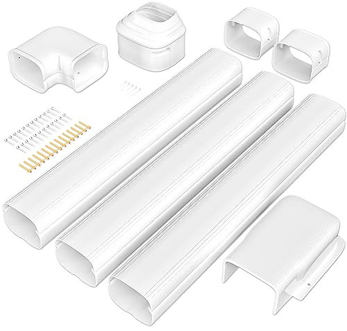 Cestluck 4'' 11 Ft Mini Split Line Cover Set, PVC Decorative Pipe Line Cover Kit for Mini Split Air Conditioner, Central AC and Heat Pumps