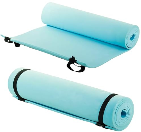 ADVENTURE PEAKS Camping Mat Waterproof EVA Foam Exercise Mat Extra Thick 0.6 CM Lightweight Yoga Mat with Elastic Straps Ideal for Exercise, Camping & Travelling (Green)