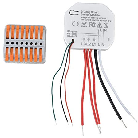 SEAFRONT Modulo Interruttore Luce Intelligente Modulo Interruttore Luce Intelligente WiFi Modulo Interruttore Luce Intelligente Controllo Interruttore Luce Domestica WiFi 3 Gang